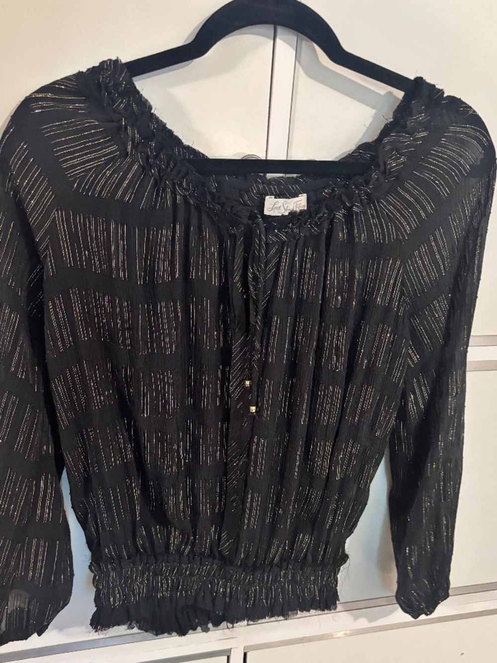 Love Shack Fancy Women’s Blouse Black/Gold Metallic